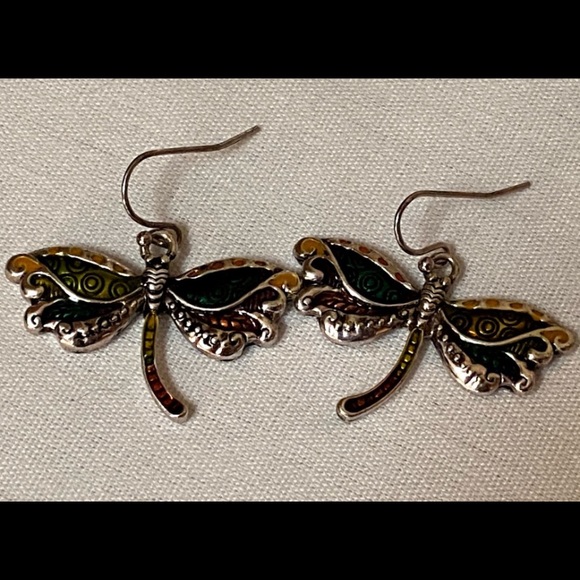 Beautiful Dragonfly Pendant w Choker & Earrings - Picture 6 of 9